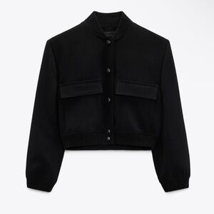 Zara Black Cropped Bomber- M